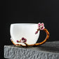 Mo Shou enamel water cup female flower teacup household flower teacup tea glazed cup crystal glass