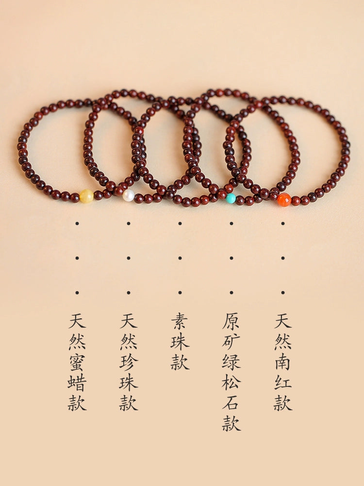 Authentic Indian Small Red Sandalwood Bracelet Men's Old Wood Buddha Bead Gold Star Old Material Sandalwood Sandalwood Hand Women's