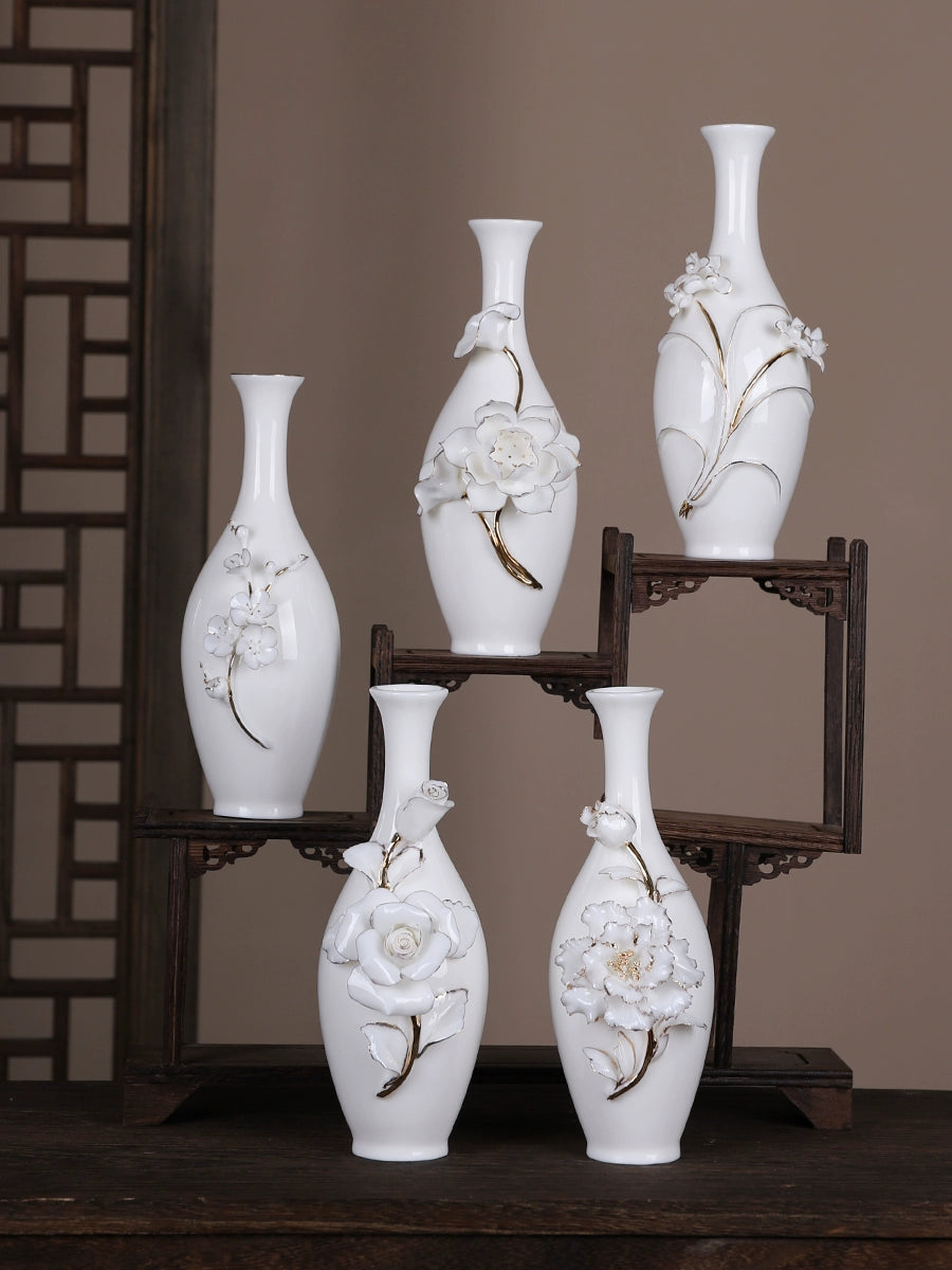 Ceramic vase guest 3 pieces small vase insert vase Chinese style Italian style high sense 21cm high flower insert