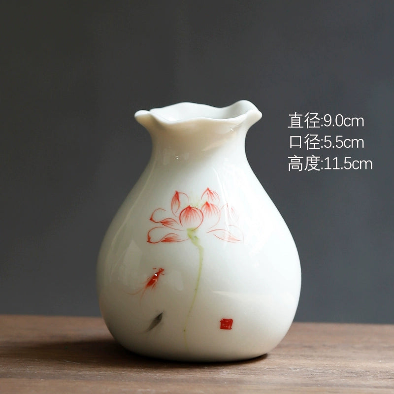 New Chinese-style hand-made pottery vase large-mouth water culture device, home furnishing product, desktop customer, flower arrangement