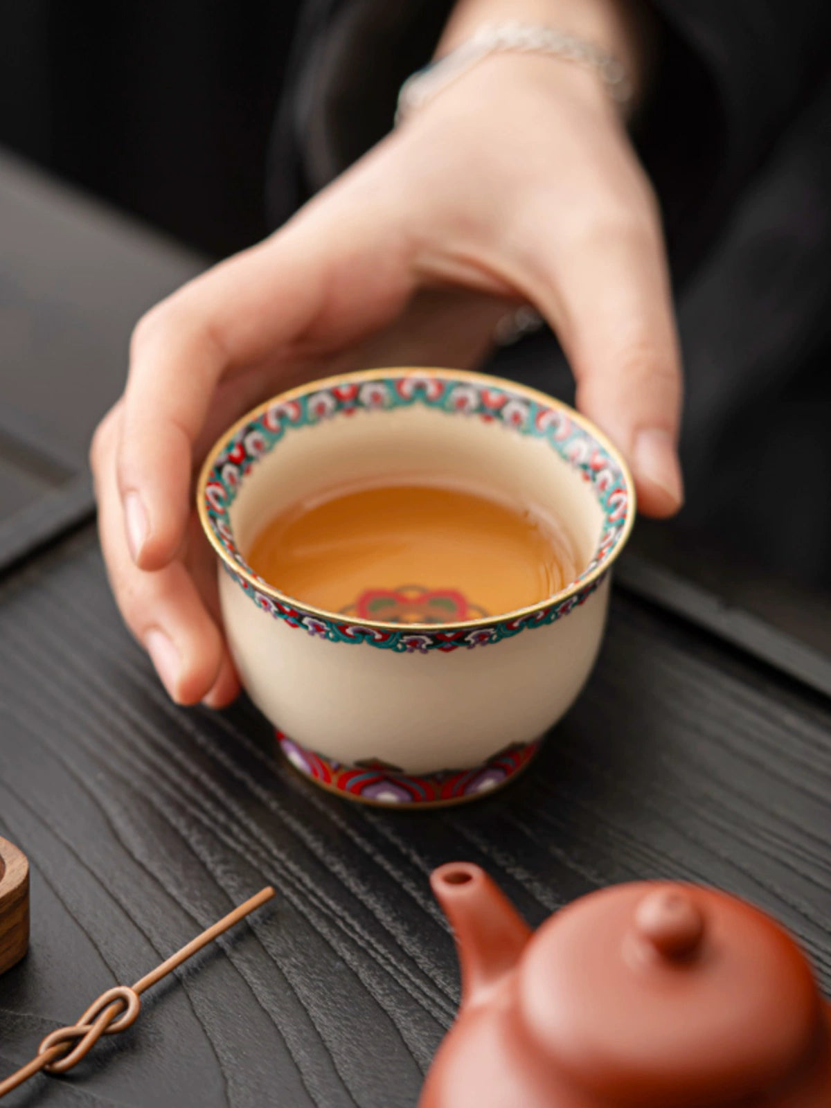 Dunhuang Teacup Master Cup Plant Ash Cup People's Ceramic Tea Tasting Cup Kung Fu Tea Set Tea Use Cup