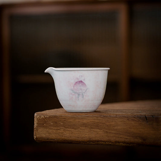 純手繪桃粉元無公道杯家用分茶器創意釉上貼繪陶瓷茶海功夫勻茶杯