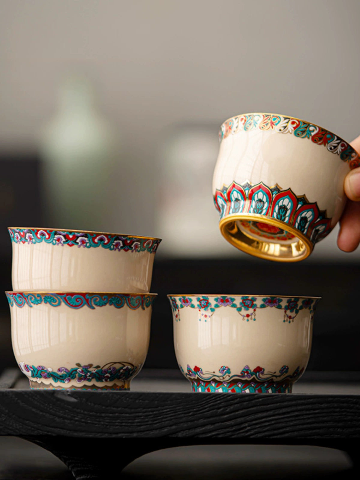 Dunhuang Teacup Master Cup Plant Ash Cup People's Ceramic Tea Tasting Cup Kung Fu Tea Set Tea Use Cup