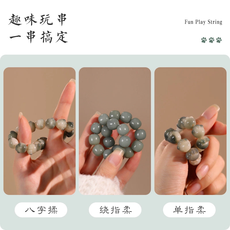 Natural Bodhi Root + Claw Bracelet Women's Hand + Original Seed High Density White Jade Bodhi Bodhi Seed + Play + Finger Soft Handheld