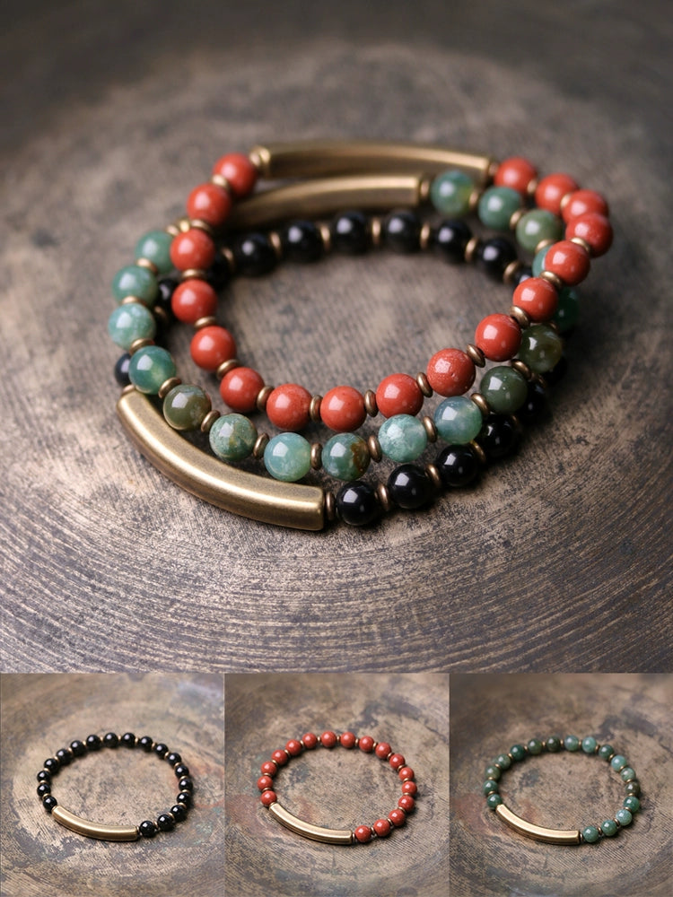 Jade stone beads multi-bracelet love original ancient ethnic hand female and male products