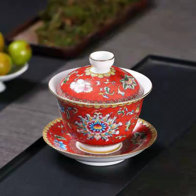 180ML Gold Flowers Gaiwan