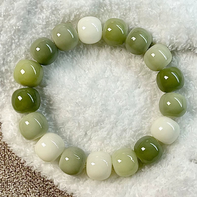 Spring Limited Bodhi Bracelet Color White Jade Bodhi Root Play Female Finger Soft Play Wenwan Buddha Bead Bracelet