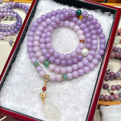 Natural ice-transparent purple 108 + genuine white jade Bodhi child bracelet, Buddha beads, men's rosary beads, cultural play + player + lady