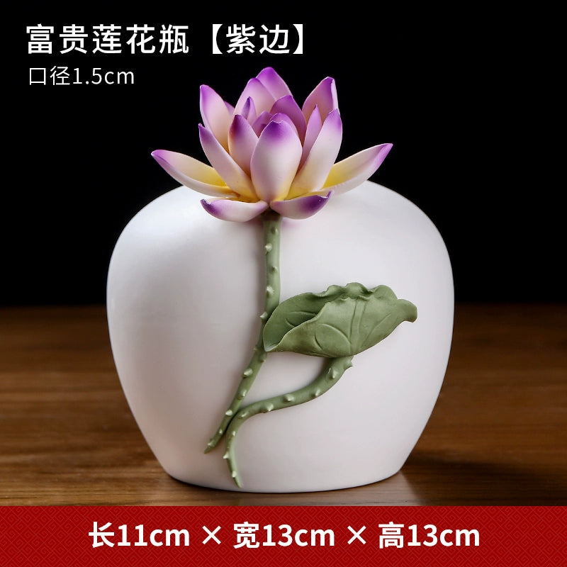 Ceramic Handmade Peony Vase Guest Arrangement Flower Dry Flower Generation Luxury High Sense Table Wine Product