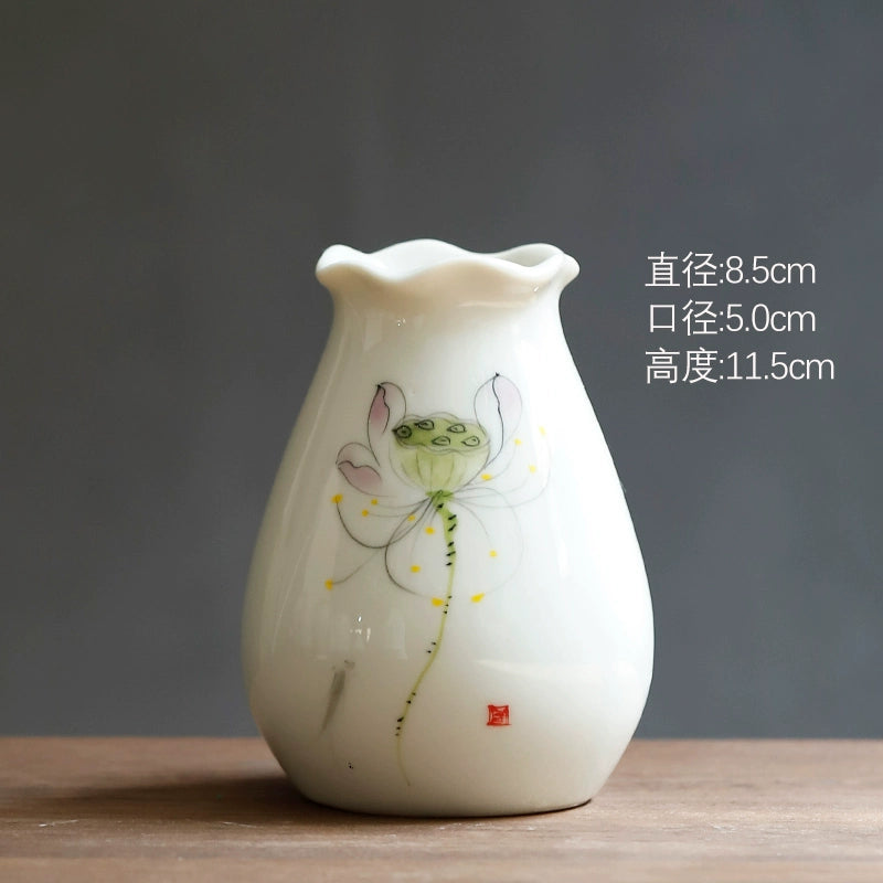 New Chinese-style hand-made pottery vase large-mouth water culture device, home furnishing product, desktop customer, flower arrangement