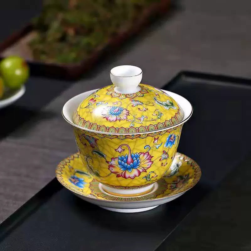 180ML Gold Flowers Gaiwan