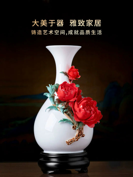 Chinese ceramic vase guest room flower arrangement high-quality porcelain flower luxury desktop