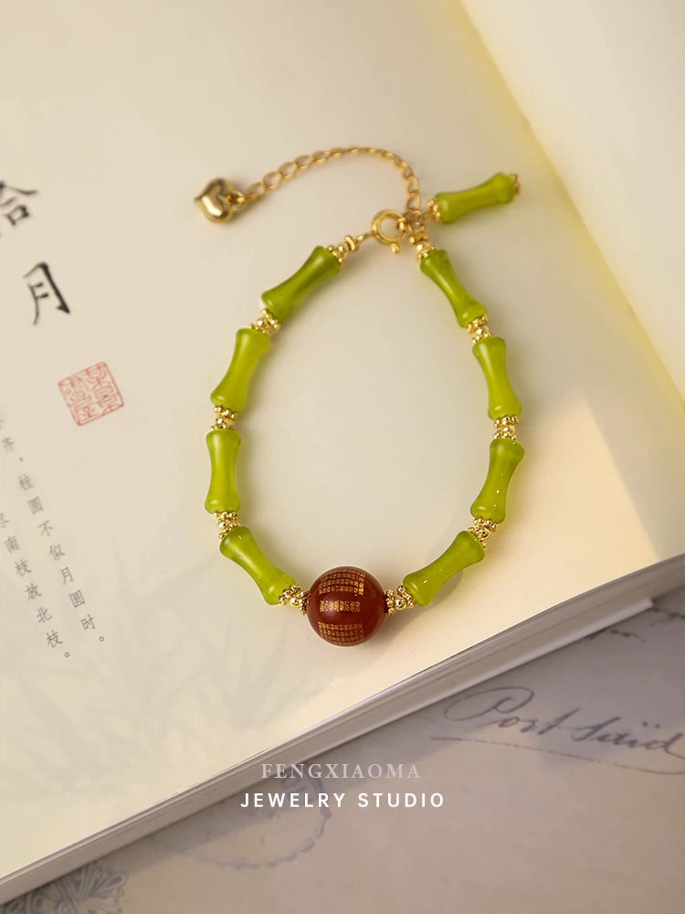 New Chinese natural stone beaded hand, female luxury fine, versatile high-grade bracelet, honey product.