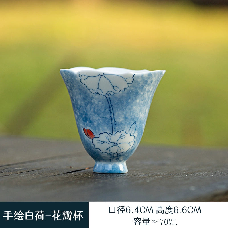 Hand + Jingde + Kung Fu Large Teacup Master Cup Tea Tasting Cup Ceramic Tea Set + Human Underglaze Color + Cup