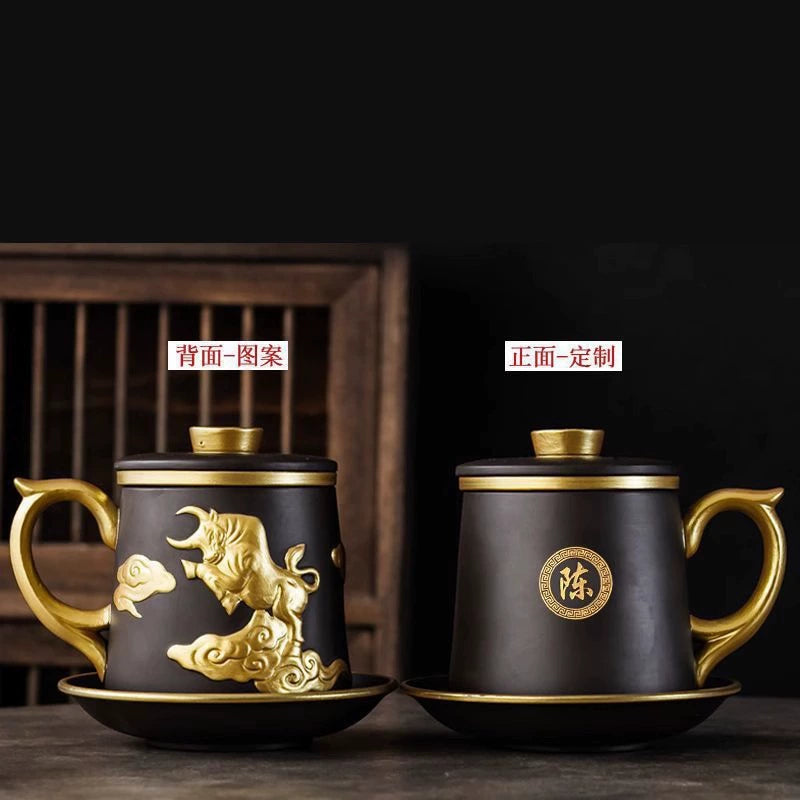 Gilt purple sand tea set