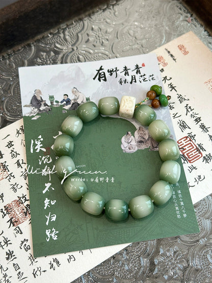 Bamboo green goat milk fruit, original rice cake Bodhi root bucket beads, small fresh bracelet Wenwan