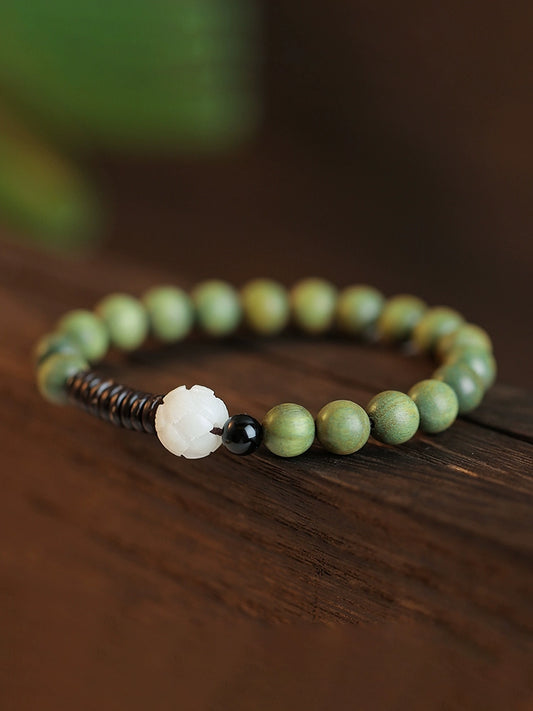 Natural Sandalwood Bracelet Male Buddha Bead Sandalwood Rosary Bead Sandalwood Sandalwood White Jade Bodhi Floral Play Hand Female