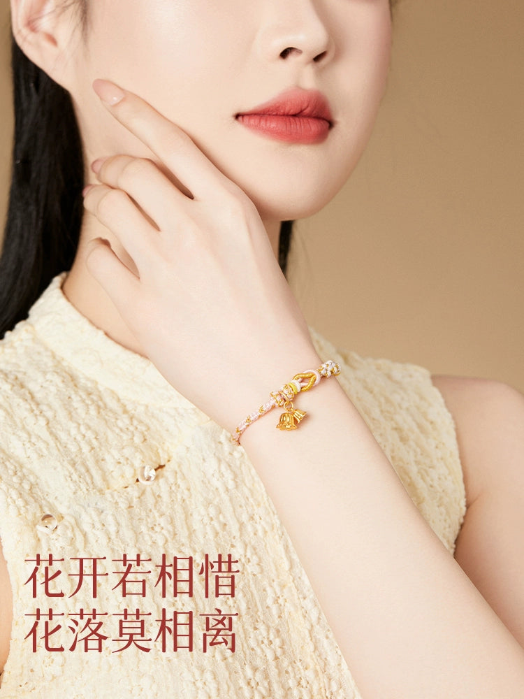 Mo Xiang DIY hand female work in progress can wear gold beads handmade peach blossom love hand