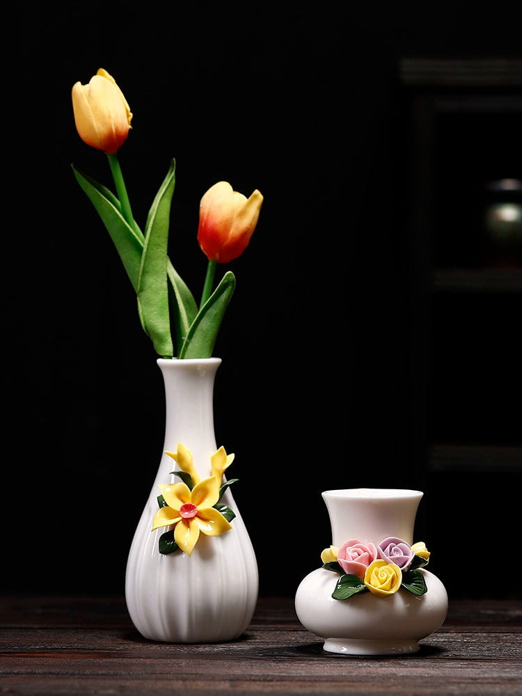 Italian ceramic small vase Feel small Coffee table desktop flower arrangement dried flower water Flower ware Home Furnishing