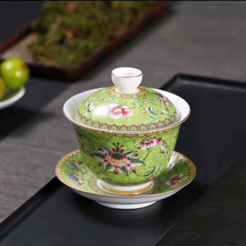 180ML Gold Flowers Gaiwan