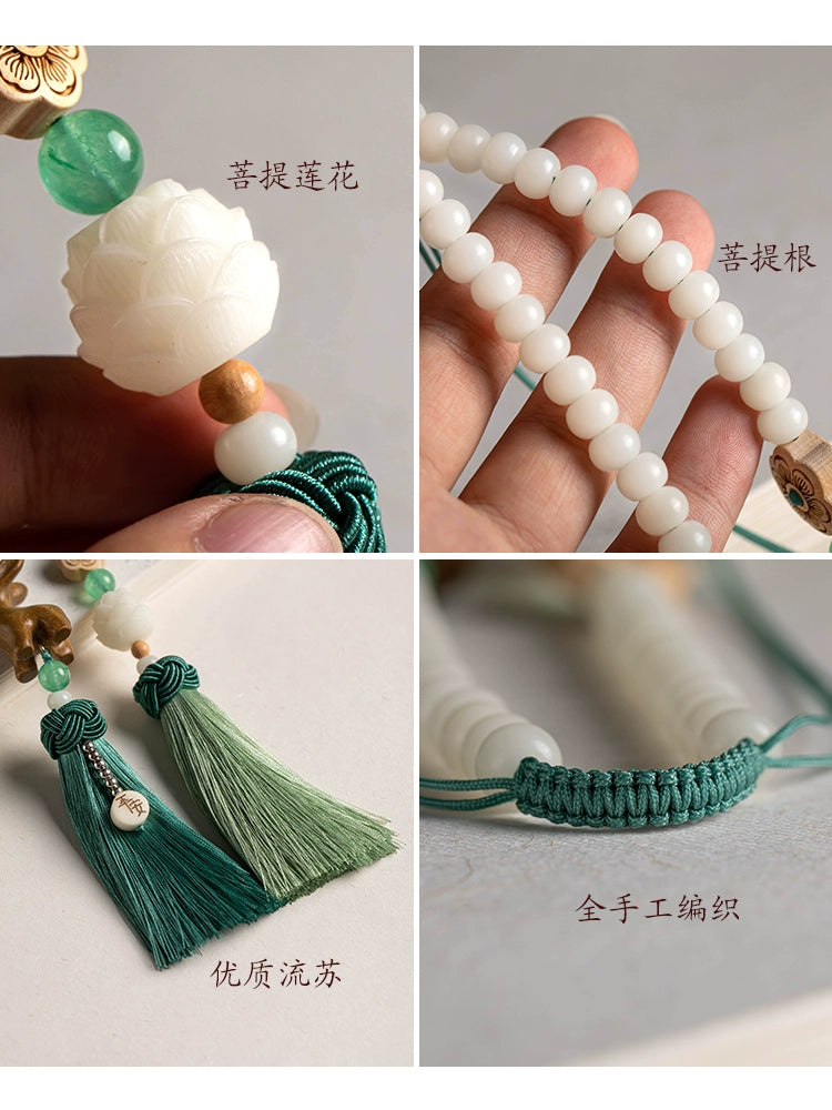 Pufang car pendant interior car pendant Yilu Ping An men's high-end atmospheric Internet celebrity white jade Bodhi root handmade creativity