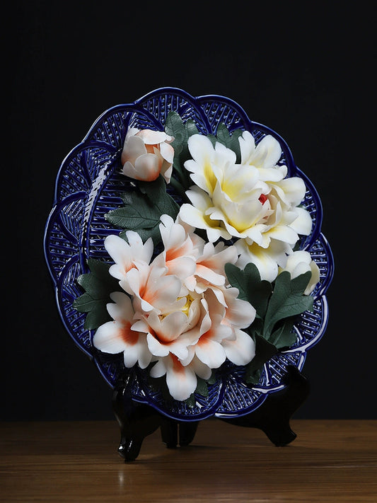 New Chinese-style ceramic porcelain flower furniture, Bogu rack, desktop home furnishing, wine and crafts