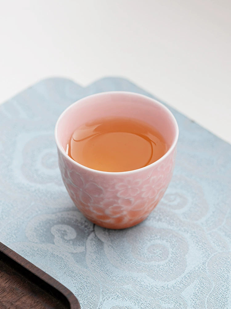 Flower relief teacup master cup lady high-end kung fu tea set tea cup tea cup home hospitality