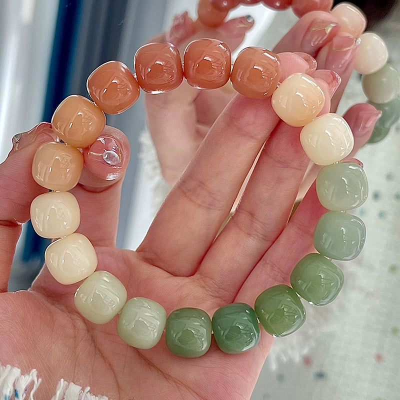 Spring Limited Bodhi Bracelet Color White Jade Bodhi Root Play Female Finger Soft Play Wenwan Buddha Bead Bracelet