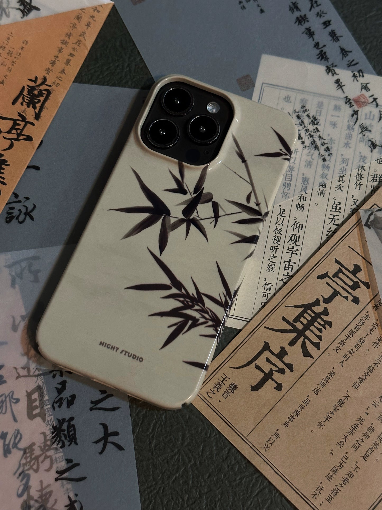 Night Studio Vintage Bamboo Yellow Phone Case