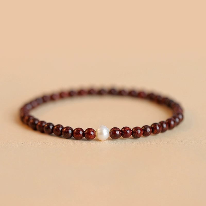 Authentic Indian Small Red Sandalwood Bracelet Men's Old Wood Buddha Bead Gold Star Old Material Sandalwood Sandalwood Hand Women's