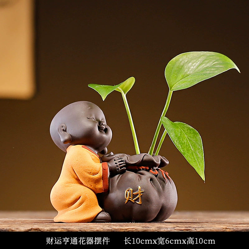 Little Monk Tea Small Flower Ware New Ceramic Piece Kung Fu Tea Ceremony Tea Table Hydroponic Vase Tea Set Accessories