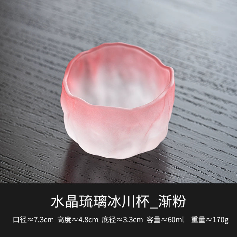 Crystal glazed glacier cup pink small teacup lady master cup + cup household kung fu tea set tea cup