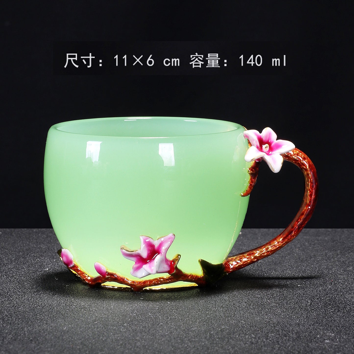 Mo Shou enamel water cup female flower teacup household flower teacup tea glazed cup crystal glass