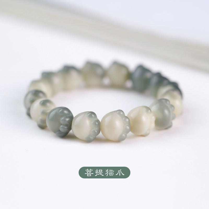 Natural Bodhi Root + Claw Bracelet Women's Hand + Original Seed High Density White Jade Bodhi Bodhi Seed + Play + Finger Soft Handheld