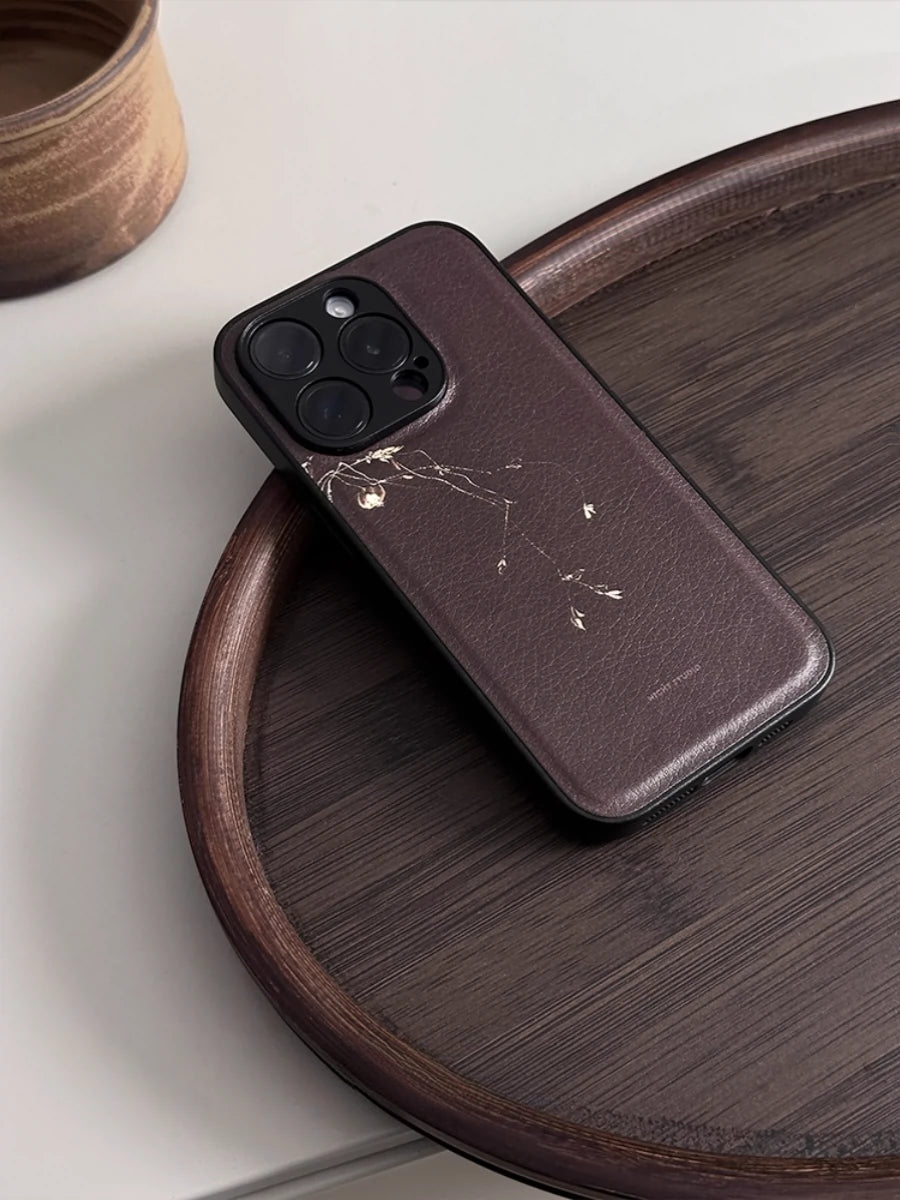 Night Studio Sandalwood Branch Leather Phone Case