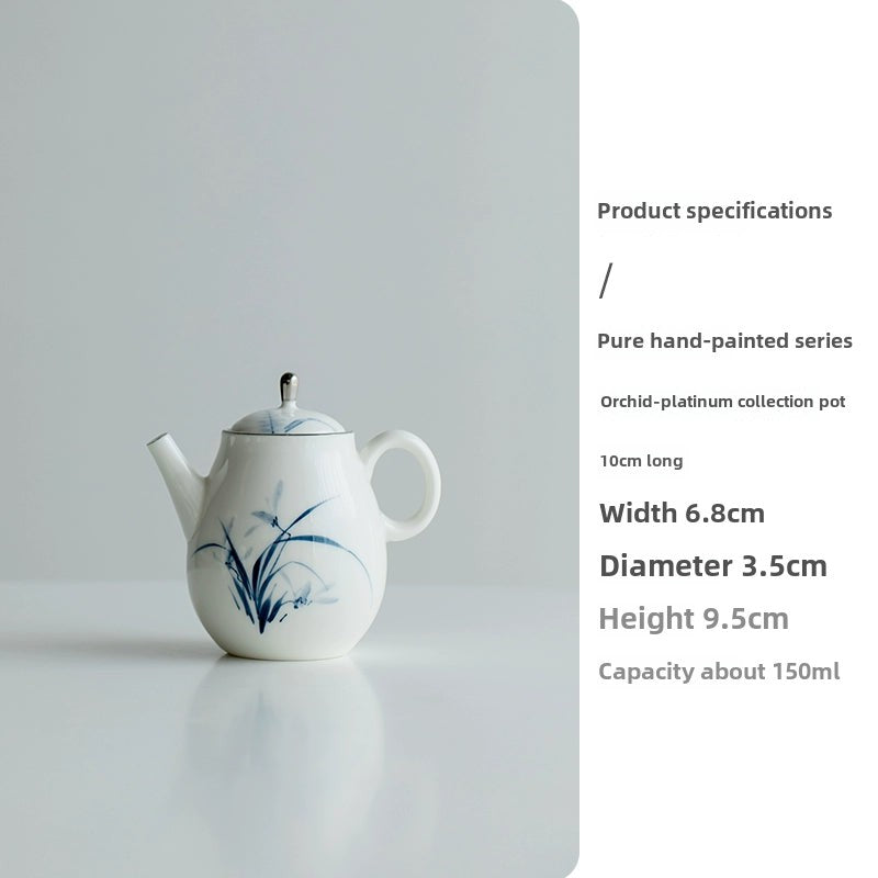 Hand-drawn platinum tea Household ceramic small tea making tea Chinese kung fu tea set small porcelain